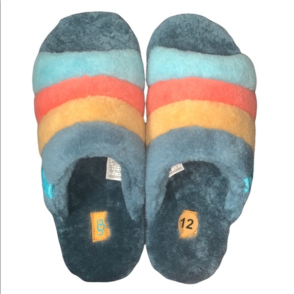 Fluff You Stripes in Marina Blue Multi by UGG - Size 12 - Picture 1 of 4